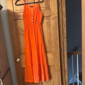 Orange Sleeveless Maxi Dress